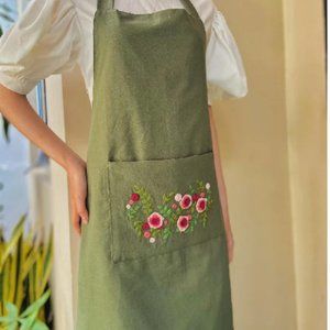 Floral embroidered apron